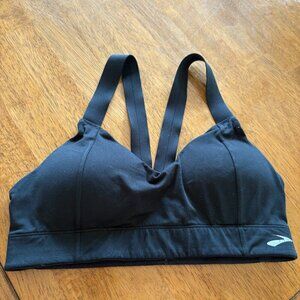 Brooks Black Sport Bra Size M Racer Back Removable Pads